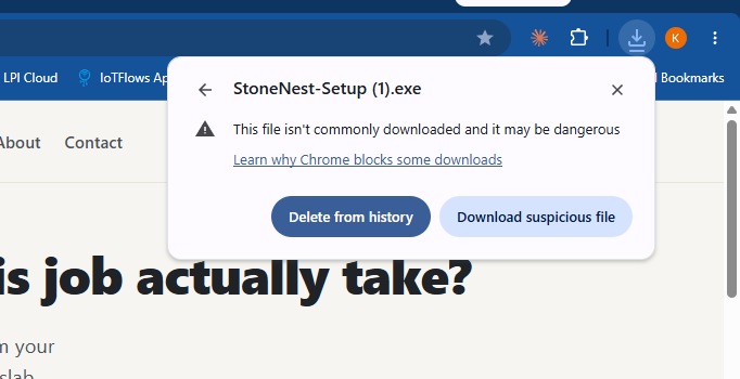 Chrome's download panel with the Download suspicious file button